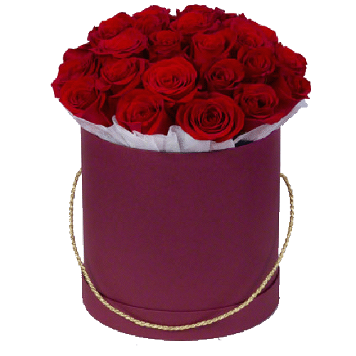Фото товара 21 красная роза в шляпной коробочке в Кривом Роге