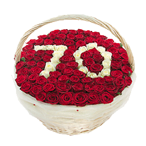 Фото товара 101 роза с цифрами в корзине в Кривом Роге