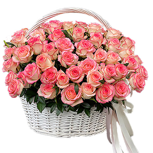 Фото товара 51 роза "Джумилия" в корзине в Кривом Роге