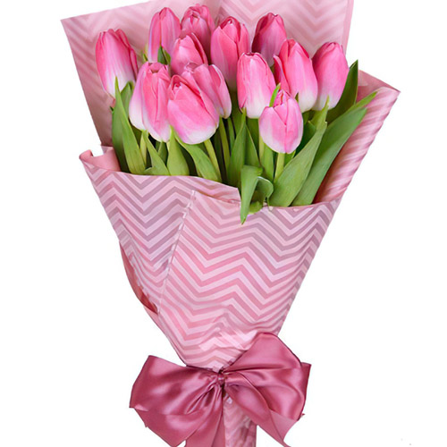 Фото товара 15 рожевих тюльпанів в Кривом Роге