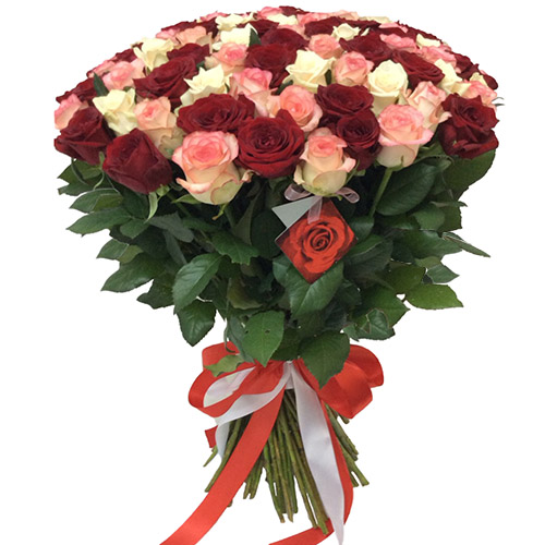 Фото товара 101 роза "Розовый жемчуг" в Кривом Роге