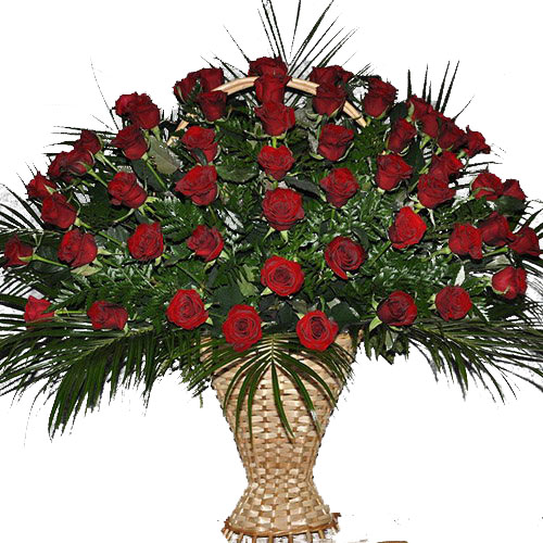 Фото товара Корзина 100 роз в папоротнике в Кривом Роге