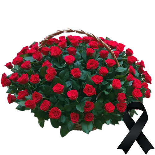 Фото товара 100 красных роз в корзине в Кривом Роге