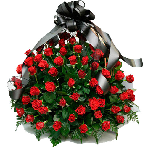 Фото товара 100 алых роз "Пламя" в корзине в Кривом Роге