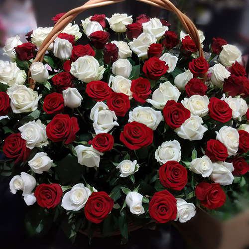 Фото товара Корзина красных и белых роз в Кривом Роге