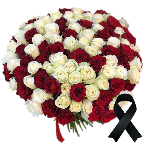 Фото товара 100 червоно-білих троянд в Кривом Роге