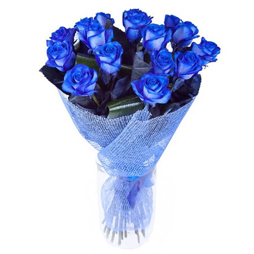 Фото товара 17 синих роз (крашеных) в Кривом Роге