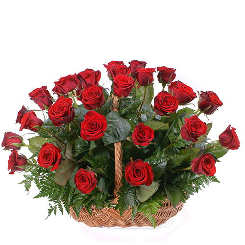 Фото товара 35 червоних троянд в кошику в Кривом Роге