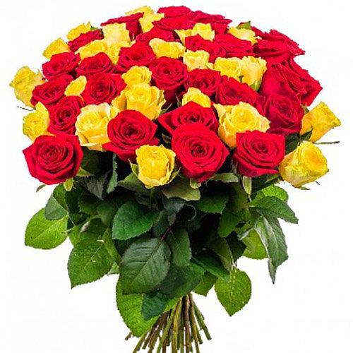 Фото товара 51 троянда червона і жовта в Кривом Роге