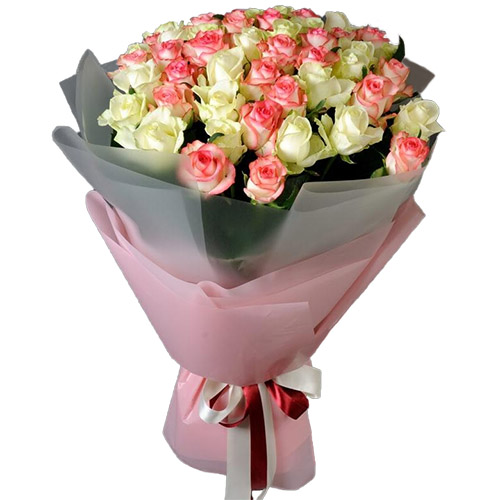 Фото товара 51 біла і рожева троянда в Кривом Роге