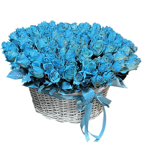 Фото товара 101 синяя роза в корзине в Кривом Роге