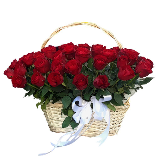 Фото товара 51 красная роза в корзине в Кривом Роге